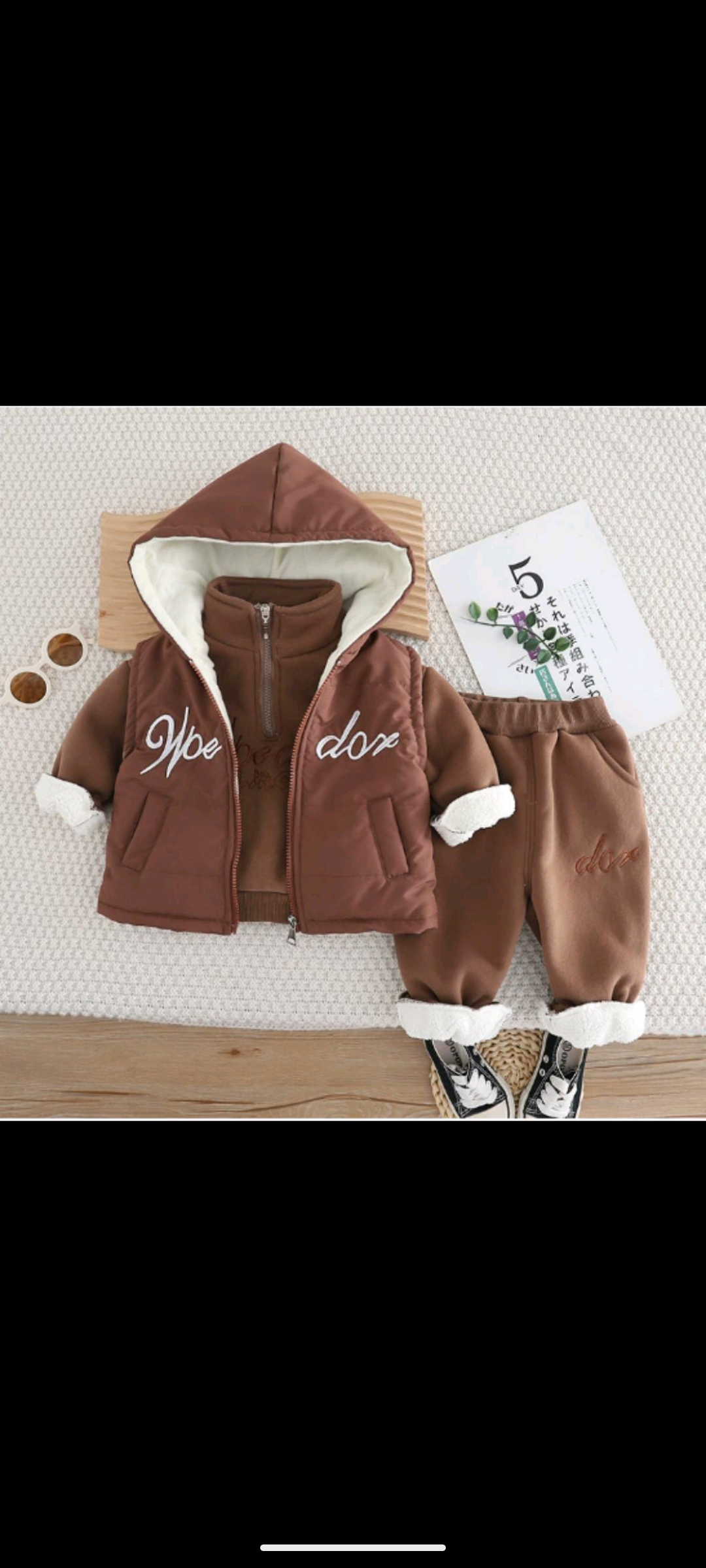 3‑Piece Boys Jacket Set – Brown